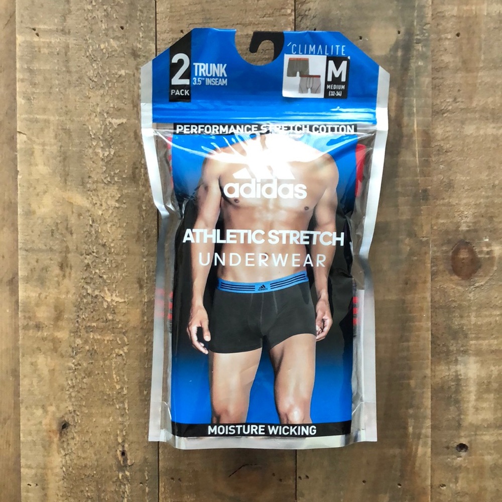 Men’s Adidas 2pk Underwear - Trunk 3.5” inseam